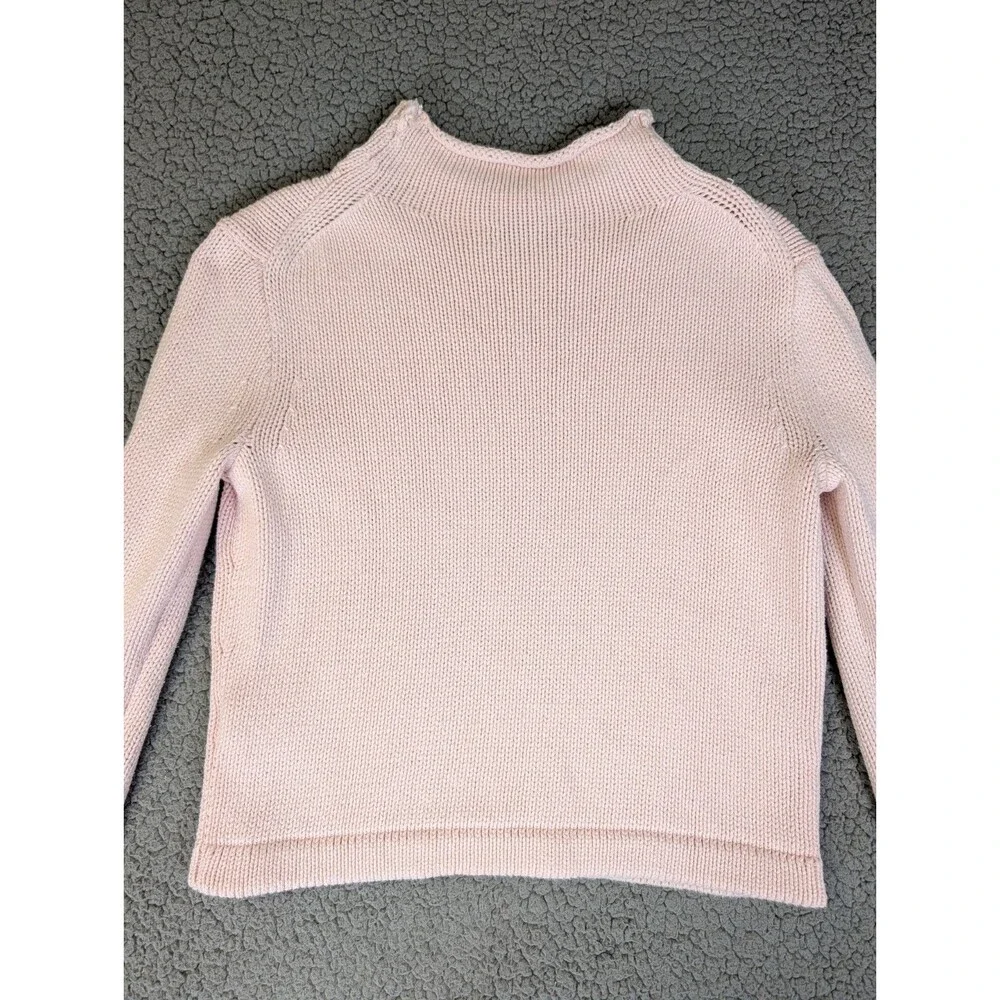 J Crew Always Womens S Pink Roll Neck Oarsman Fisherman Knit Sweater Cotton Cozy
